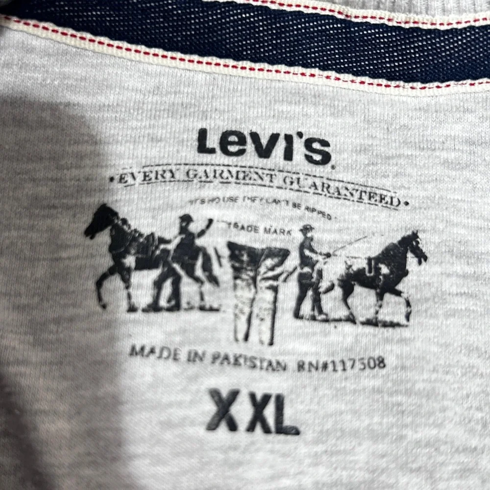 Levis Mens Waffle‎ Knit Henley Shirt XXL Gray Thermal Casual Workwear Utility